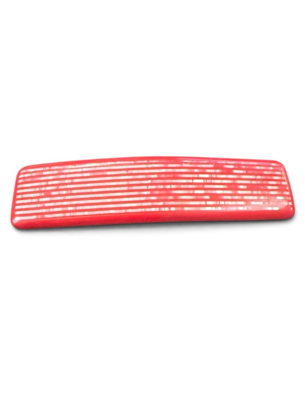 1980’s Vintage XL French Hair Clip in Red with Pearlescant Stripes, 4”, Unworn